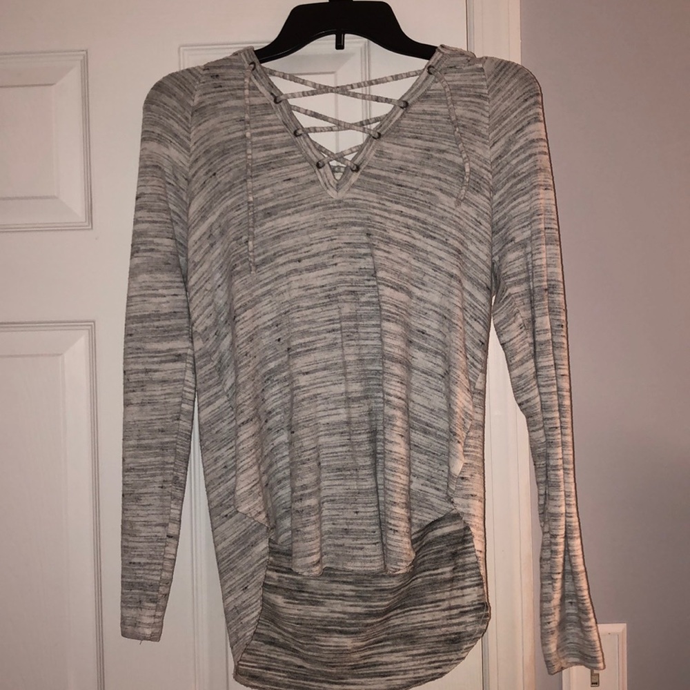 Gray and White American Eagle Long Sleeve